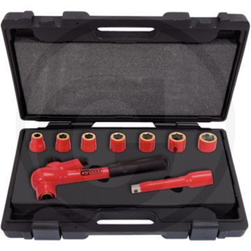 Ks tools 1/2” geïsoleerde dopsleutelset, 9-delig - din 7448/7434/7449 conform