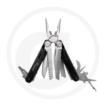 Black edition multitool, 17 en 1 - acier inoxydable, cran de sûreté, étui en nylon