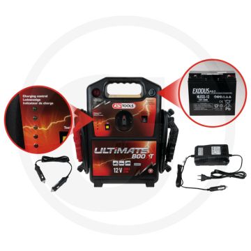 Ks tools 12v batterie-booster, mobiles starthilfegerät 850a - für benzin- und dieselmotoren in pkw bis transportern