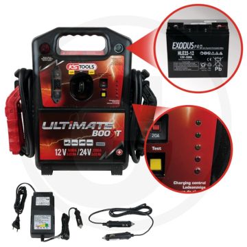 Ks tools 12v+24v batterie-booster, starthilfegerät 1700a voor benzin- en dieselmotoren met 1,72m kabellänge