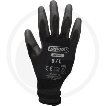 Ks tools werkhandschoenen, zwart 12 paar, maat 9 - ce / en 388 4131x