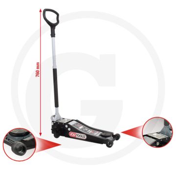 Ks tools hydraulischer stahl-wagenheber 2t - sehr geringe unterfahrtiefe