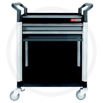 Ks tools werkstatt-servicewagen met 2 schuiflades - kunststof, 2 handgrepen, 200kg draagkracht
