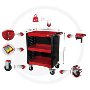 Ks tools ecoline werkstatt-servicewagen mit lochplattenverk - stabiele staalconstructie met handige afmetingen