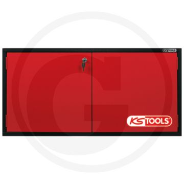 Ks tools wandkast met 2 deuren - stabiele staalconstructie - zwart-rood - 970 x 470 x 200 mm