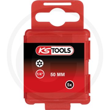 Ks tools 1/4" bit tx-stern, bohrung, 50mm, tb5, 5er pack - torx mit stirnlochbohrung