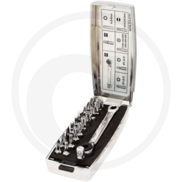 Ks tools 1/4" chromeplus® bitset, 20-delig - buitenzeskantaandrijving, omschakelbare gearplus® bit-ratschen-ringschlüssel