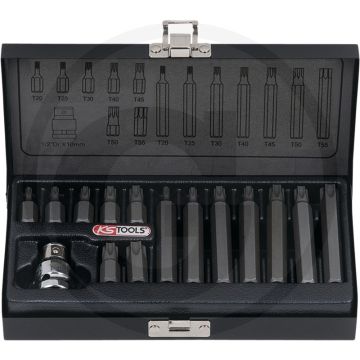 Ks tools 10mm classic bitset, 15-delig, tx - ideaal voor torx-schroeven
