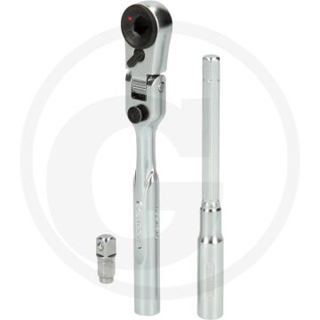 Ks tools 1/4" bit-gelenk-umschalt-knarren-satz mit steckadapter - 180° schwenkbarer kopf