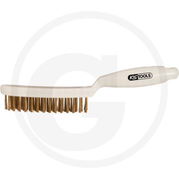 Ks tools handdraadborstel, hard staaldraad 3-reihig 58x31x285mm messingdraad 3 rijen