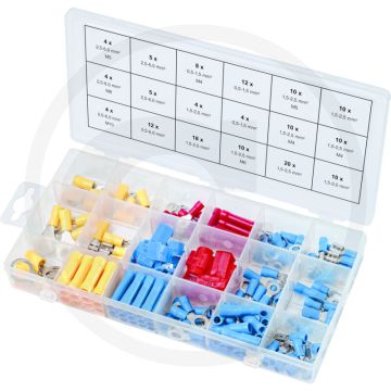 Ks tools assortiment stootverbinders, 160-dlg. - geschikt voor kabelquerschnitte: rood 0,5-1,5 mm², blauw 1,5-2,5 mm², geel 2,5-6,0 mm²