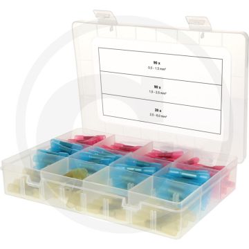 Ks tools Sortiment Schrumpfstossverbinder, 0,5-6,0 mm², Kabelquerschnitte: rot 0,5 - 1,5 mm², blau 1,5 - 2,5 mm², gelb 4,0 - 6,0 mm²