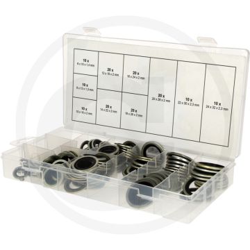 Ks tools sortiment verbund-dichtringe, Ø 6-24mm, 150-tlg. - dichtungsmaterial nbr