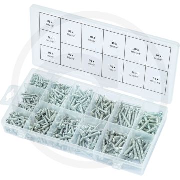 Ks tools assortiment lenskopplaatschroeven, 550-dlg. - 550 stuks in kunststoffkassette