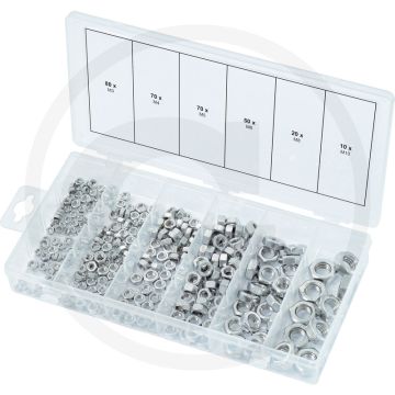 Ks tools assortiment moeren stainless steel, metrisch, 300-dlg v2a, 300-tlg - din 934, kunststoffkoffer