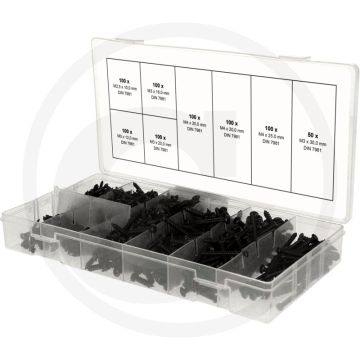 Ks tools sortiment linsenkopf-blechschrauben, m2,5-m3, 750- nach din 7981, im kunststoffkoffer, 105x30x210mm