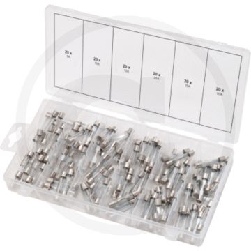 Ks tools assortiment glaszekeringen, 120-dlg. - träge auslösecharakteristik