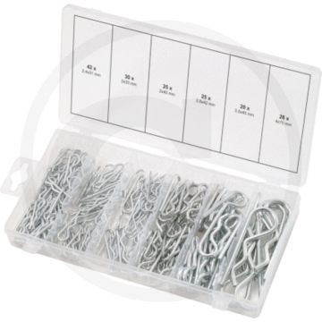Ks tools assortiment veer-splitpennen, 150-dlg. - 30x 2x33 mm, 25x 2x40 mm, 42x 2,4x31 mm, 25x 2,8x42 mm, 20x 3,5x45 mm, 8x 4x75 mm