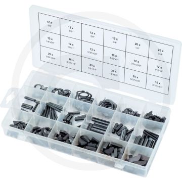 Ks tools assortiment spanstiften / seegerringen / borgveren / e-borgringen, 295-dlg - din 471 / iso 3912 - 295 stuks