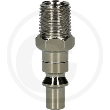 Ks tools metall-stecknippel, 1/4"ag, 44mm - stalen luchtdrukadapter, vernikkeld, 23g