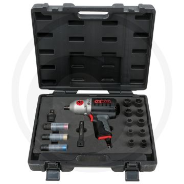 Ks tools 1/2" pneumatische slagmoersleutelset, 17-dlg, 1690nm - ergonomisch soft-grip handvat
