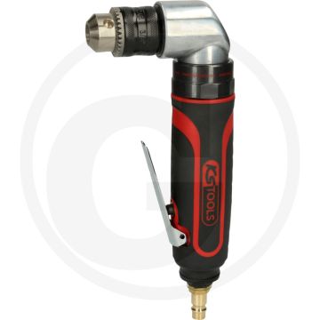 Ks tools 10 mm druckluft-winkelbohrmaschine - abgewinkelte ausführung, planetengetriebe, einhandbedienung, zahnkranzbohrfutter bis 10 mm