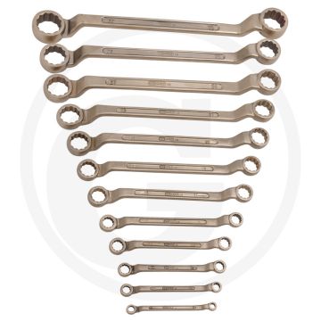 Ks tools bronze doppelringschlüssel-satz, gekröpf 12-teilig - vonkvrij, korrosiebestendig, 75° gekröpft