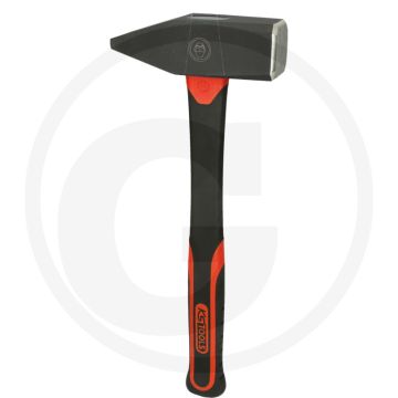 Ks tools schlosserhammer mit fiberglasstiel, 2000g - geschmiedete ausführung, induktiv gehärtete schlagflächenrandzonen