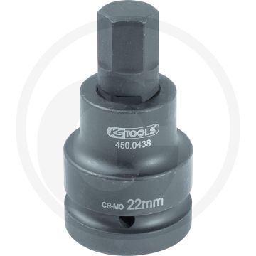 Ks tools 1" Bit-Steckschlüssel Sechskant, Power, kurz, 19 mm - Super Chrom-Molybdän-Stahl