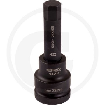 Ks tools 1" Bit-Steckschlüssel für Innensechskantschrauben, Power, lang, 17 mm - Super Chrom-Molybdän-Stahl