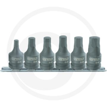 Ks tools 1/2" Kraft-Steckschlüssel, kurz, Satz, 4-teilig - chrom-molybdän, inkl. Aufsteckschiene