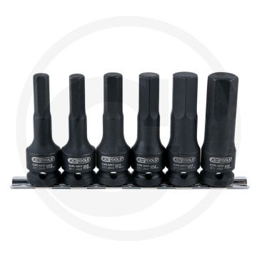 Ks tools 1/2" kracht bit-dopsleutel, lang, set, 6-dlg. - super chroom-molybdeenstaal