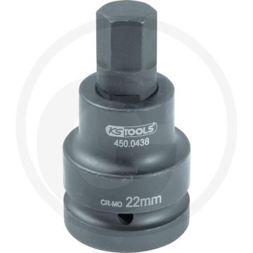 Ks tools kracht-bitdopsleutel-adapter, 1"x22 mm - super chroom-molybdeenstaal (22 mm)