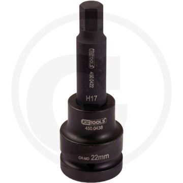 Ks tools 3/4" bit-dopsleutel voor binnenzeskant-schroeven, kracht, lang, 17 mm - super chroom-molybdeenstaal