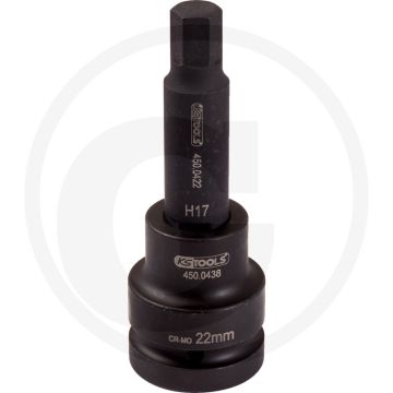 Ks tools 3/4" bit-dopsleutel voor binnenzeskant-schroeven, lang, 24 mm, chrom-molybdän