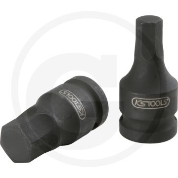 Ks tools 3/8" kraft-bit-stecknuss für innensechskant-schrau - innenvierkant nach din 3121, kurze ausführung, phosphatiert, chrom-molybdän