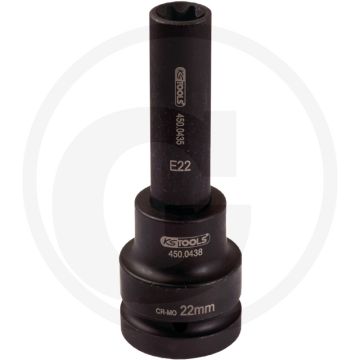 Ks tools 1" Bit-Steckschlüssel für tx-e Schrauben, lang, e18 - Super Chrom-Molybdän-Stahl