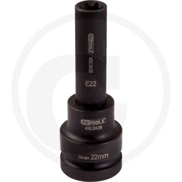 Ks tools 1" Bit-Steckschlüssel für tx-e Schrauben, lang, e20 - Super Chrom-Molybdän-Stahl