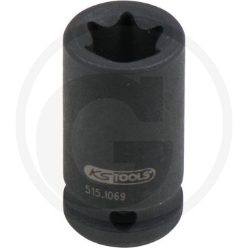 Ks tools 1/4 tx-e-kraft-stecknuss, kurz, e10 - chrom-molybdän stahl, e-torx®, iso 1174, din 3121