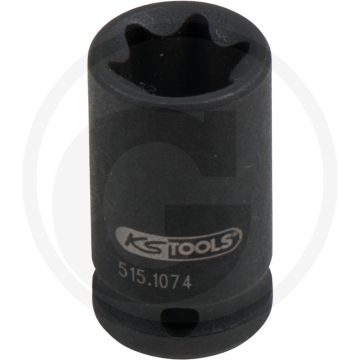 Ks tools 1/4 tx-e-kraft-stecknuss, kurz, e12 - chrom-molybdän stahl, e-torx®, iso 1174, din 3121
