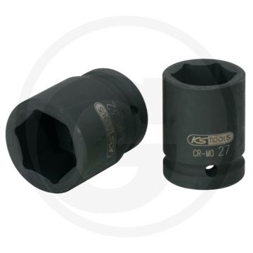 Ks tools 3/4" zeskant krachtdop, kort, 24 mm - phosphatiert, chrom-molybdän