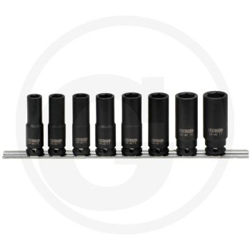 Ks tools 3/8" dopsleutelset, zeskant, kracht, lang, 8-delig, 10-17 mm - chrom-molybdän, phosphatiert, maschinenbetätigung