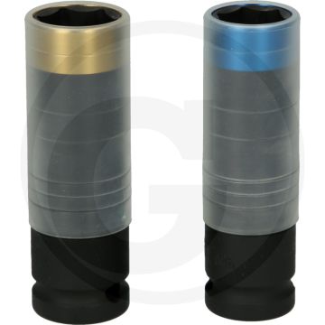 Ks tools 1/2" slimpower dopsleutelset, kracht, 2-dlg. - extra diep, voor alu-felgen - sw 17/19 mm