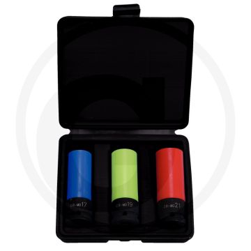 Ks tools 1/2" dopsleutelset voor alu-velgen, 3-delig, 17-21 mm, lange uitvoering