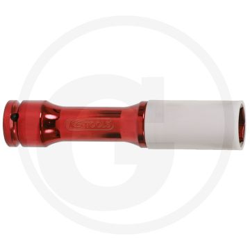 Ks tools 1/2" dopsleutel, kracht, lang voor alu-velgen, extra lang, 21 mm - speciaal voor radmontage - 6-kant - extra lang - kunststofomhulsel - rood