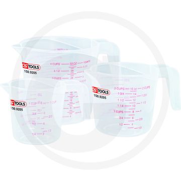 Ks tools maatbekerset, 3-dlg - transparant, bruchfest, Öl- en benzinebestendig