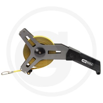 Ks tools rahmenbandmaß met gelbem stahlband, 50m - 13mm bandbreedte, stalen frame met kunststof greep