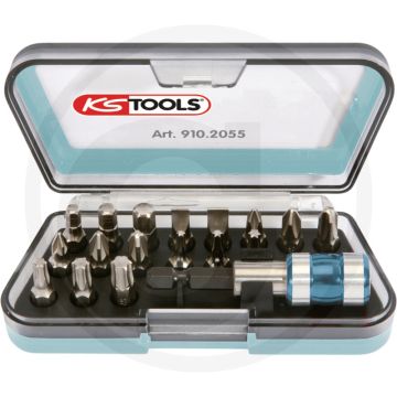 Ks tools 1/4" inoxplus® bitset, 18-delig - rvs, 2-komponenten-box, 17x bits, 1x snelwisselbithouder