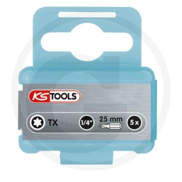 Ks tools 1/4" inoxplus® bit voor tx-schroeven, 25mm, t30, verpakt per 5 - rvs, t30 torx®.