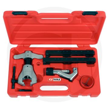 Ks tools tuimelvelsset 1/8"-3/4" + 6-19mm, 6-delig - voor het maken van 45° fels op koperen buizen